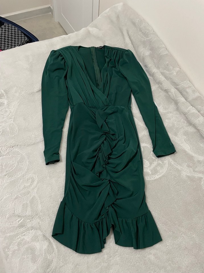 Lacivert Drapeli Uzun Abiye Elbise - Görsel 3