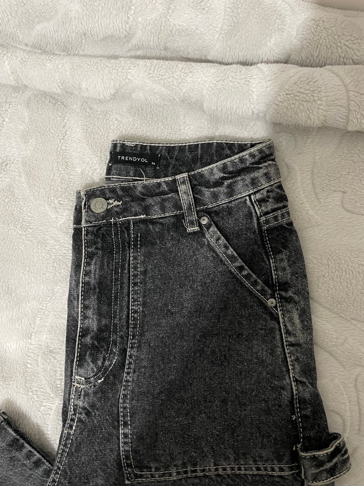 Gri Loose Fit Denim Kadın Jean - Görsel 3