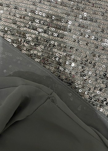 Boncuk İşlemeli Gri Uzun Kollu Kadın Elbise - Görsel 4