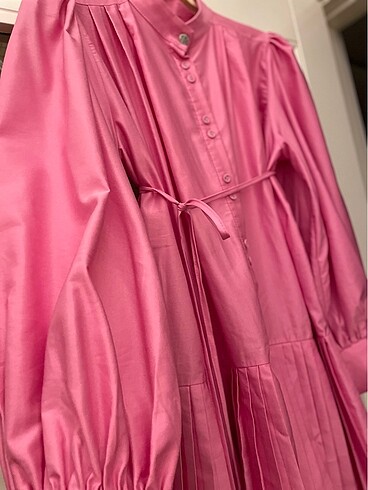 m Beden Gebze pileli pembe tunik