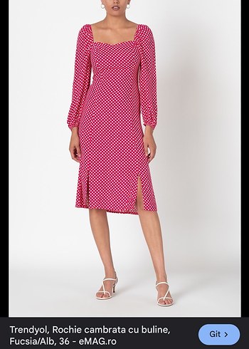 Puantiyeli Pembe Uzun Elbise - Görsel 3