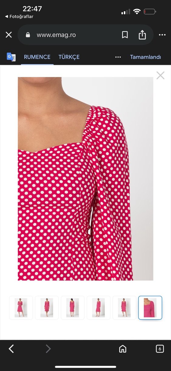 Puantiyeli Pembe Uzun Elbise - Görsel 4