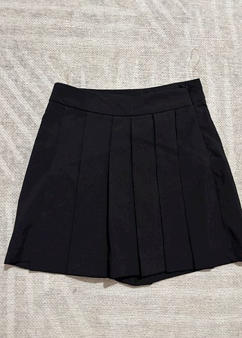 Piliseli Siyah Mini şort Etek - Görsel 2