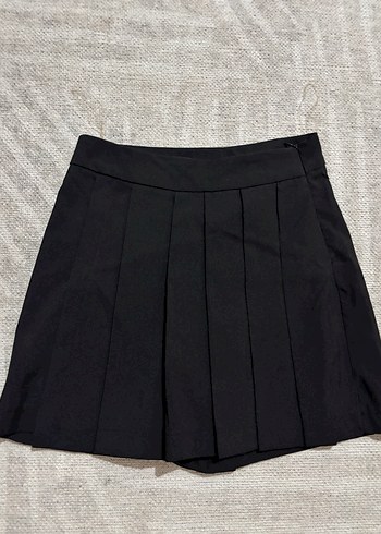 Piliseli Siyah Mini şort Etek - Görsel 3