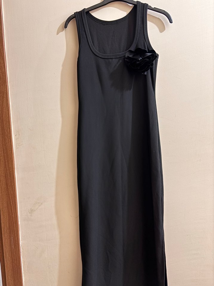 Siyah Uzun Askısız Kadın Elbise - Görsel 3