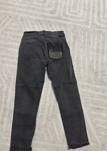 Gri Kadın Kot Pantolon Tokalı - Görsel 2