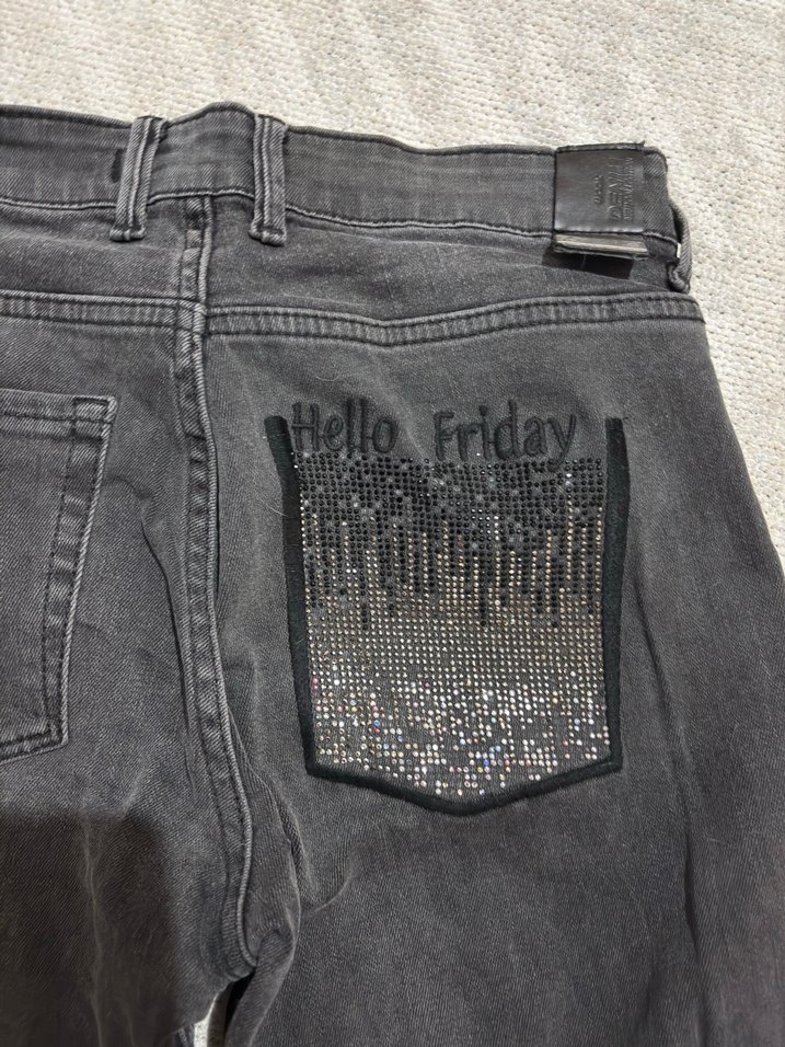 Gri Kadın Kot Pantolon Tokalı - Görsel 3