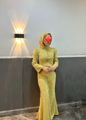 Kadın Yağ Yeşili Drapeli Abiye Elbise - Görsel 2