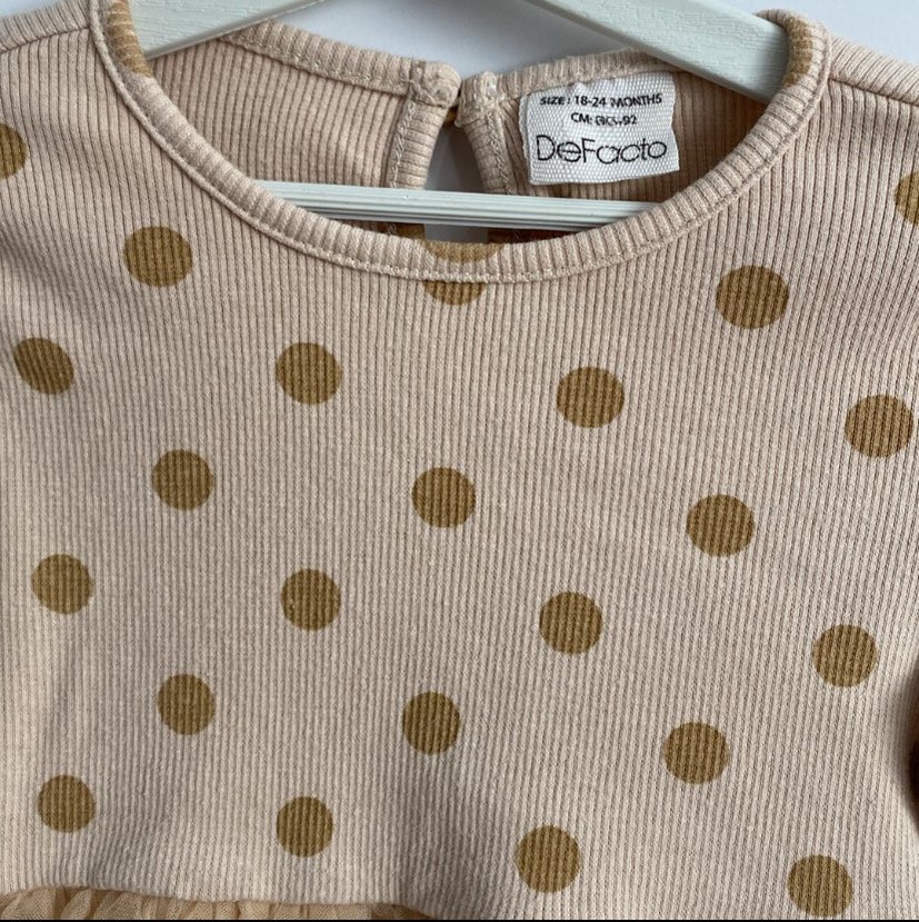 Uzun Kollu Puantiyeli Kız Elbisesi - Görsel 3