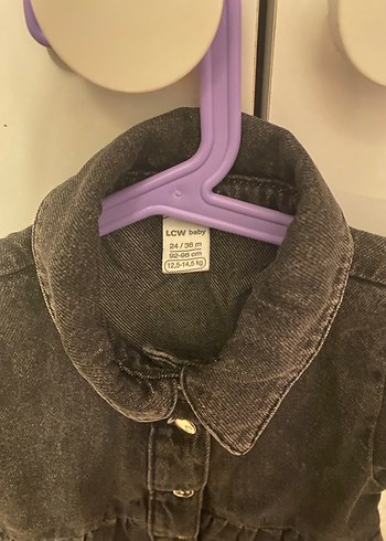 Düğmeli Siyah Kız Kot Elbise - Görsel 2