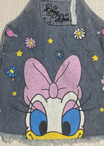 Nakışlı Kot Kız Elbisesi, Askılı, Gevşek Kesim - Görsel 2