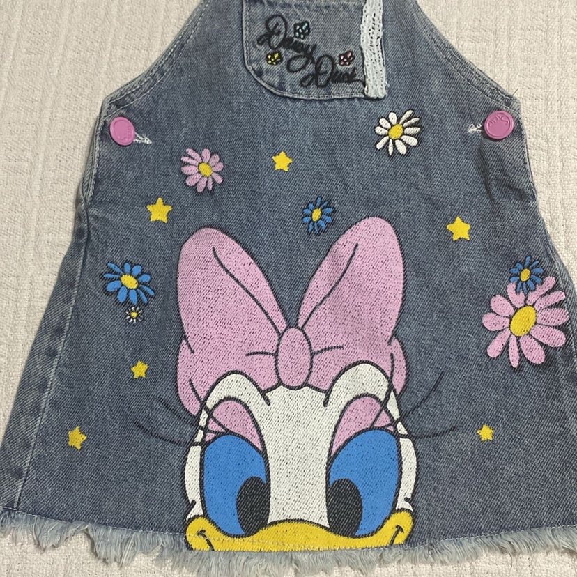 Nakışlı Kot Kız Elbisesi, Askılı, Gevşek Kesim - Görsel 2