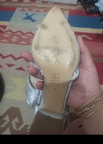 40 Beden gri Renk Dolgu Topuklu Kadın Ayakkabı simli