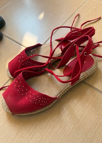 Kırmızı Süet Espadril - Görsel 2