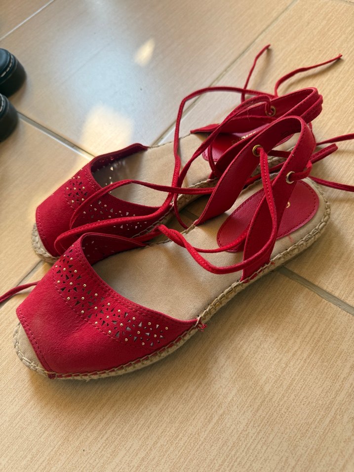 Kırmızı Süet Espadril - Görsel 2