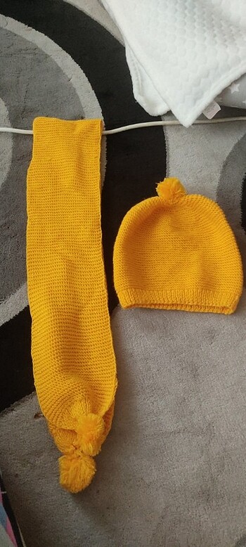 Hardal sarısı atkı bere seti - Görsel 2