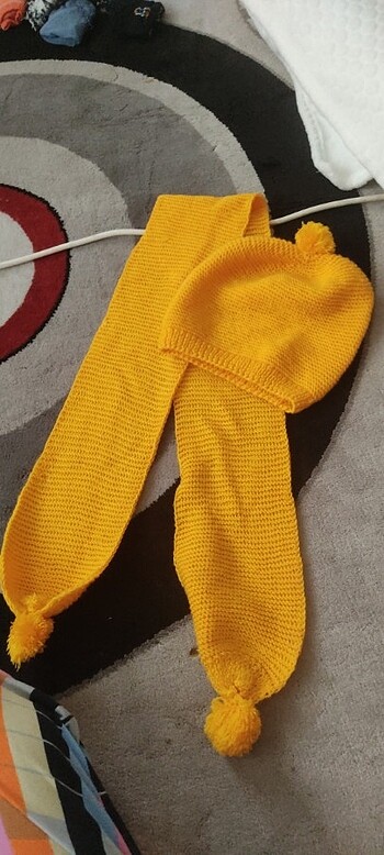 Hardal sarısı atkı bere seti - Görsel 3