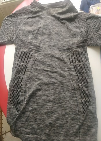 Likralı Gri Kadın Spor Tişörtü - Görsel 6