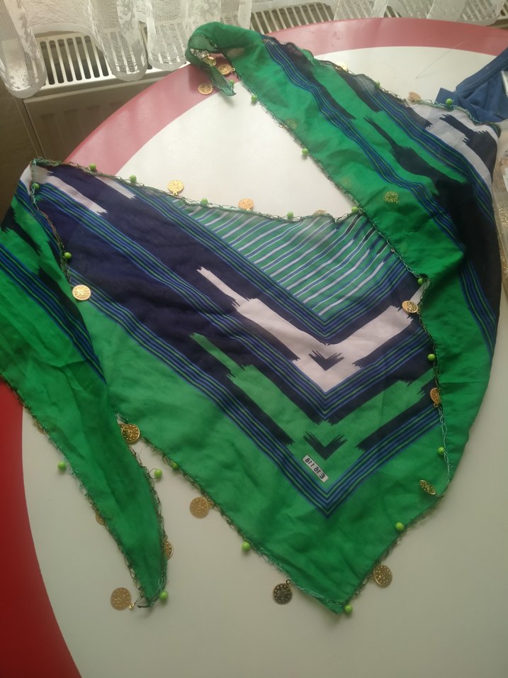 Püsküllü Rize Keşan Yeşil Mavi Saç Bandı - Görsel 2