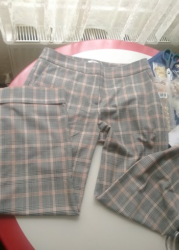 Gri Desenli Kumaş Kadın Pantolon - Görsel 4