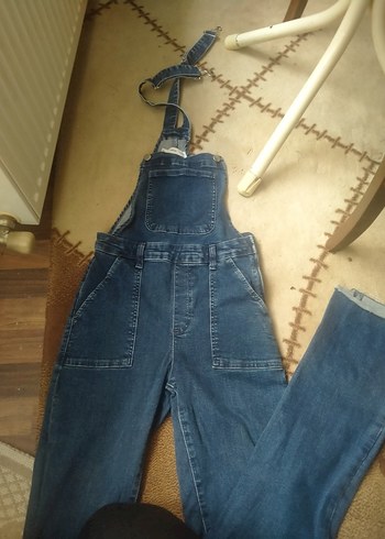 Kadın Lacivert Kemerli Denim Tulum Mango - Görsel 3