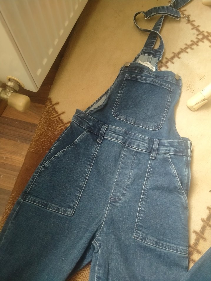 Kadın Lacivert Kemerli Denim Tulum Mango - Görsel 5