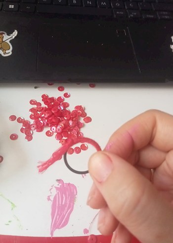 Kırmızı Nakışlı Tasarım Bohem Kolye - Görsel 10