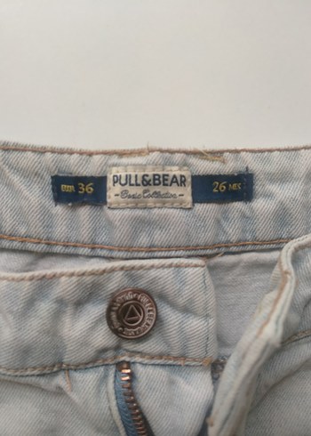 Gri Mini Kadın Denim Şort Düğmeli - Görsel 3