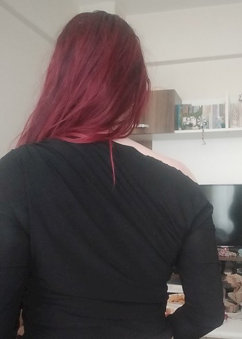 Tek Omuz Açık Siyah Bluz - Görsel 2