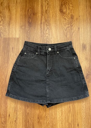 Siyah Mini Denim Şort Etek