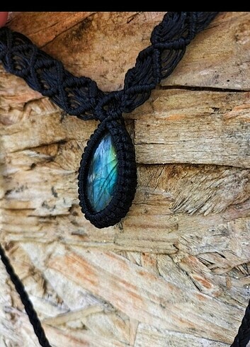 Makrome choker kolye labradorit, akik, ametist 