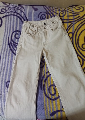 Ekru wide leg geniş paça pantolon - Görsel 4