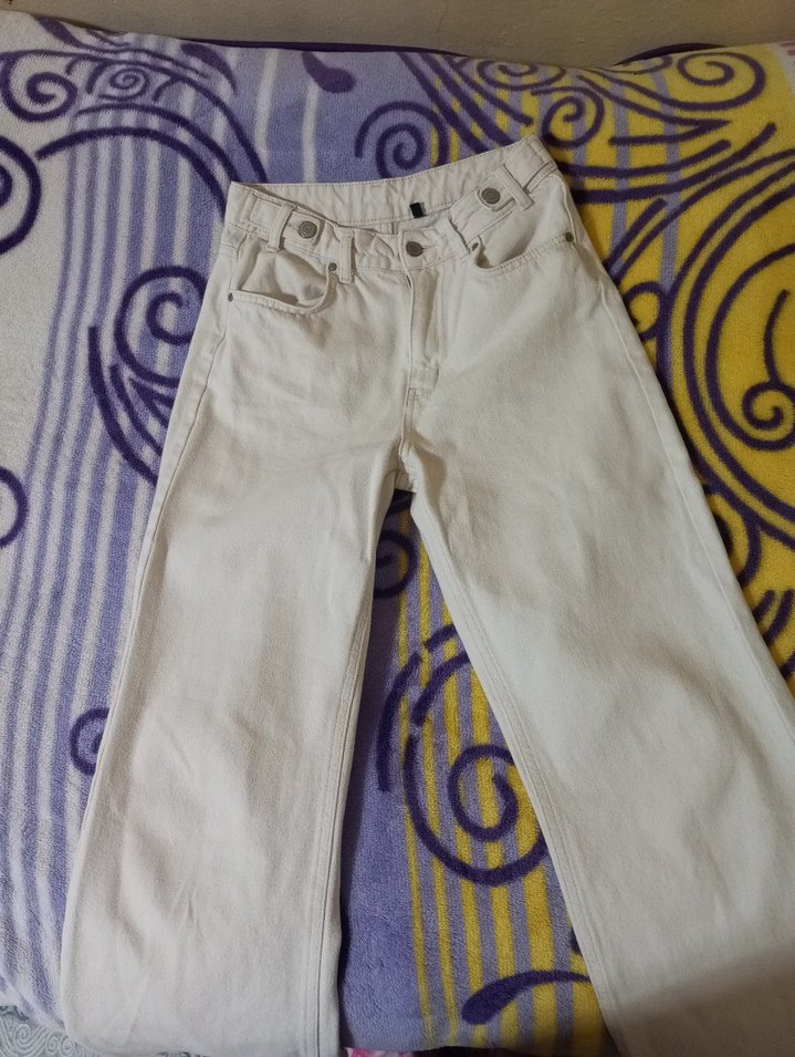 Ekru wide leg geniş paça pantolon - Görsel 4