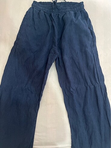 Lacivert Keten Pantolon