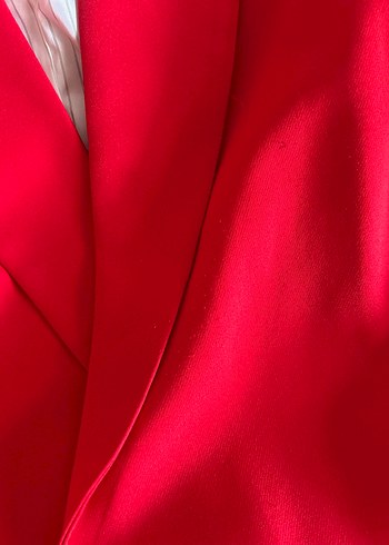 m Beden Kadın Kırmızı Düğmeli Midi Blazer Ceket