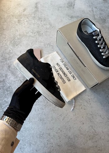 37 Beden gri Renk Golden Goose Siyah Simli Kadın Günlük Spor Ayakkabı