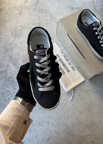 Golden Goose Deluxe Golden Goose Siyah Simli Kadın Günlük Spor Ayakkabı