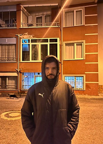 Siyah Puma Mont, Regular Fit, Kapüşonlu