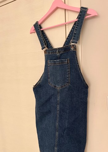 Kadın Lacivert Denim Midi Salopet - Görsel 2