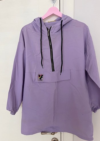 Mor Kapüşonlu Kadın Yağmurluk - Görsel 2