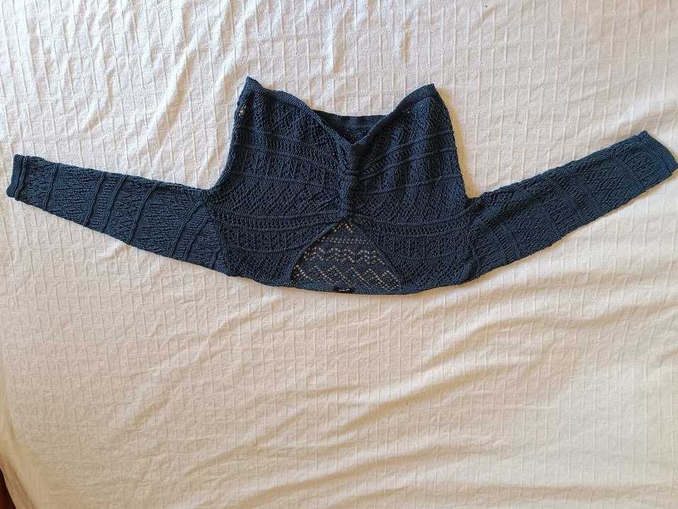 Addax V Yaka Örgü Bohem Kadın Kısa Kazak - Görsel 3