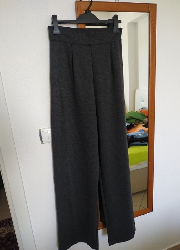 Antrasit geniş paça pantalon - Görsel 3