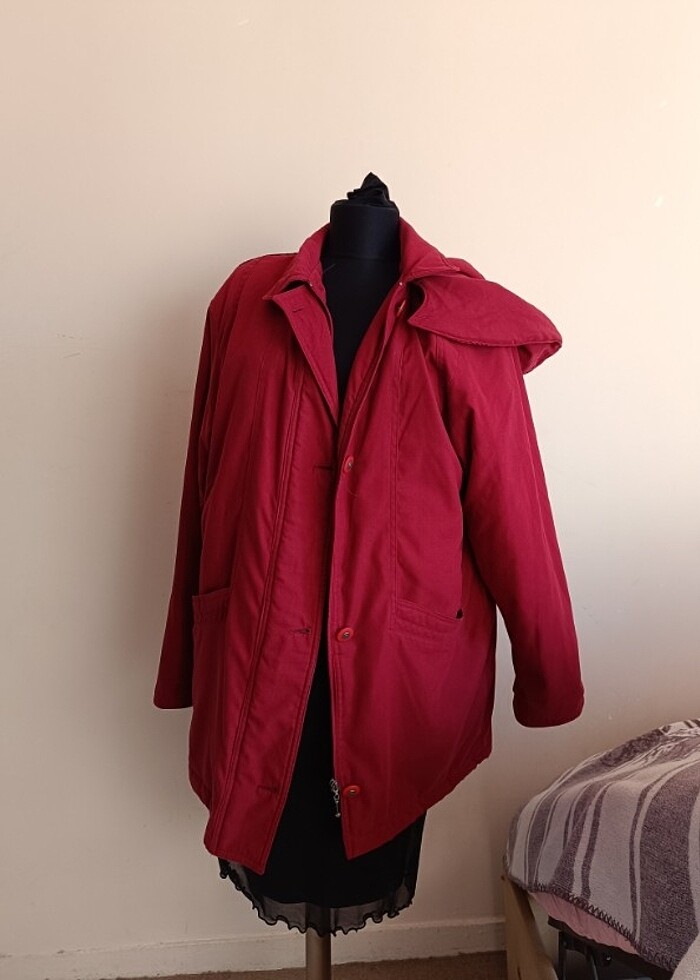 Vintage kırmızı mont - Görsel 4
