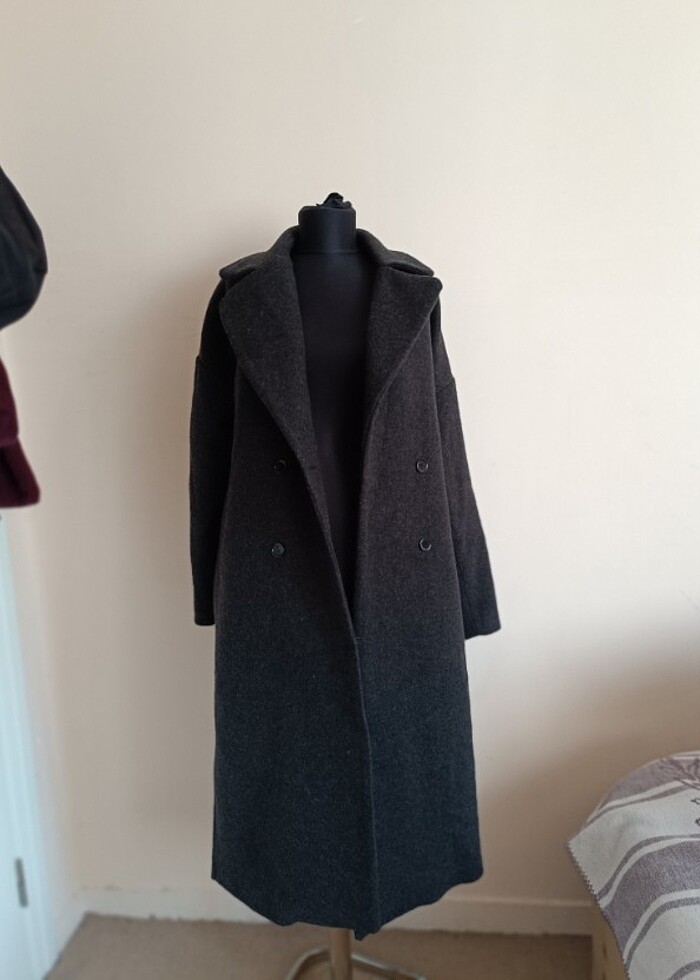 trendyolmilla gri oversize kaban - Görsel 2