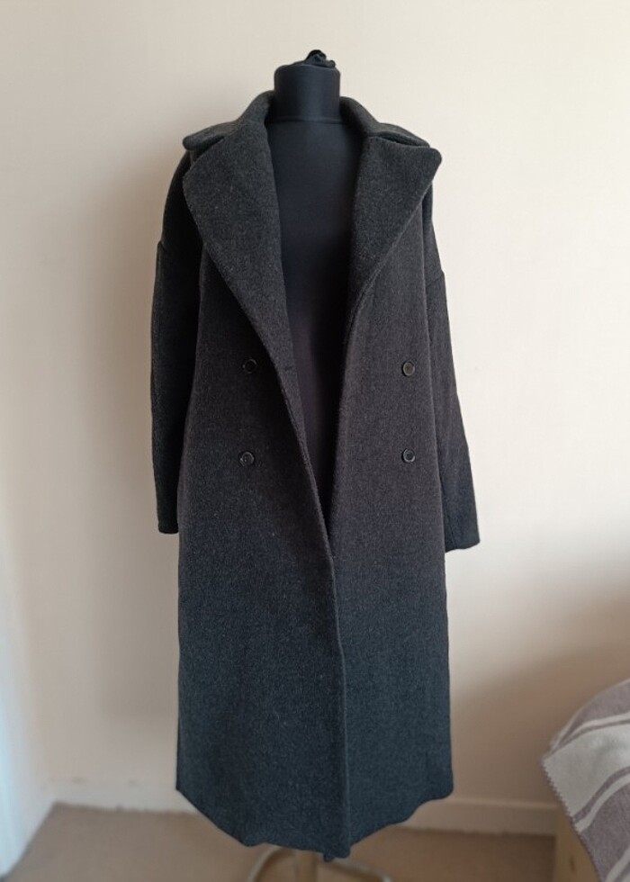 trendyolmilla gri oversize kaban - Görsel 3