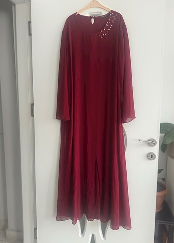 Diğer Bordo Tasli Uzun Elbise