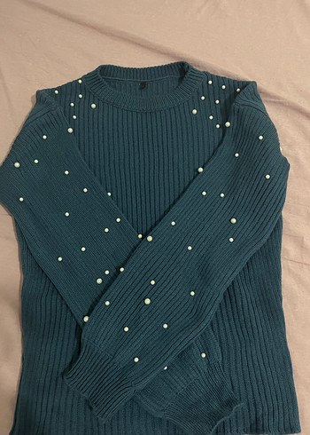 Turkuaz İnce Triko Kadın Kazak - Görsel 2