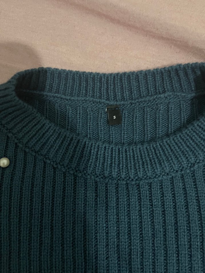 Turkuaz İnce Triko Kadın Kazak - Görsel 3