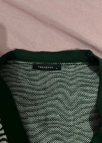 Zebra Desenli Yeşil Örgü Hırka - Görsel 3