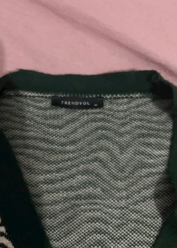 Zebra Desenli Yeşil Örgü Hırka - Görsel 2